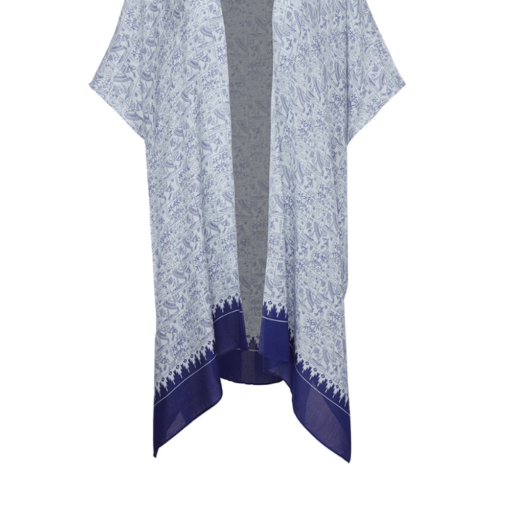 CAbi Blue and White Beach Club Cover Up